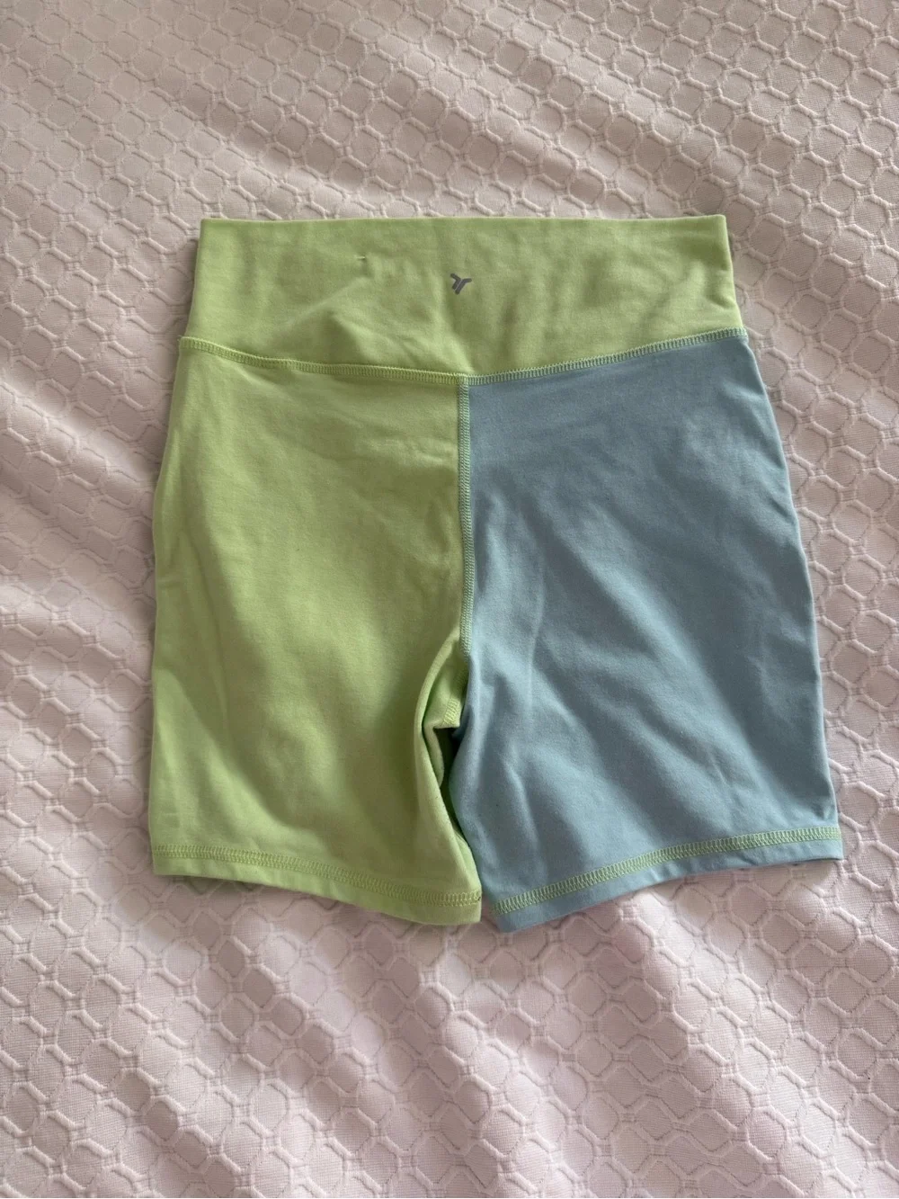 Old Navy Lime Green & Light Blue Colorblock Bike Shorts
